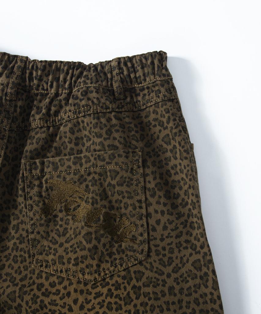 Tonsle Washed Leopard Bermuda Pants Brown