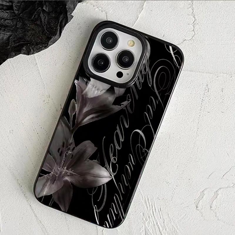 Dunkelblumenmuster Handyhülle Für IPhone 11 13 15 Pro 14 16 Plus 12 Pro Max 17Air Hülle Silikon Weiche Klare Abdeckung Schale