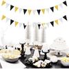 Silver Black Gold Party Decorations - 2Pcs Paper Pennant Banner Flags Men Birthday New Years Eve Retirement Graduation Anniversary Classroom Office