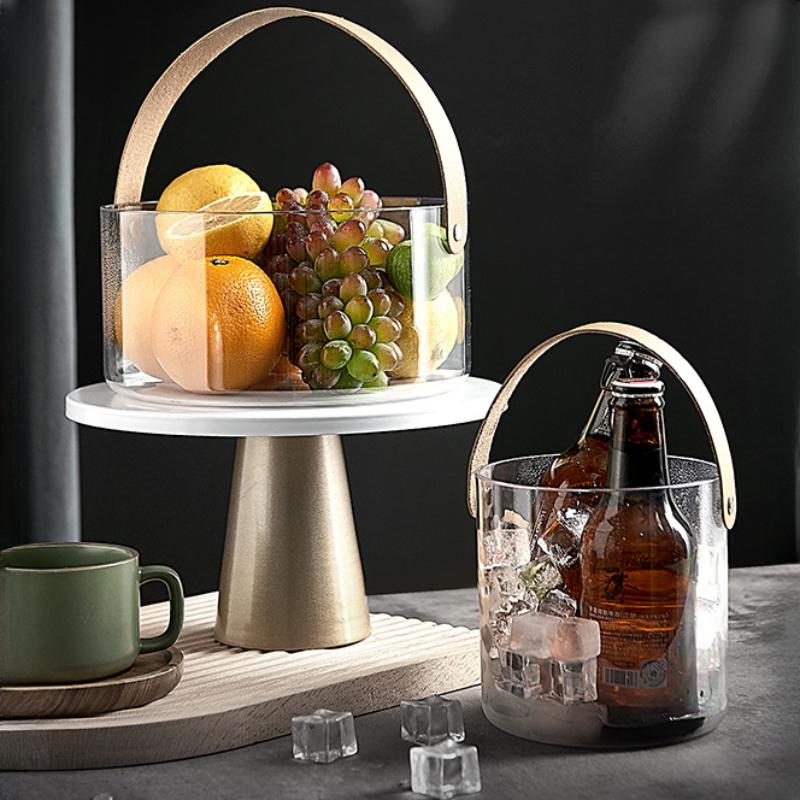 Modern Minimalist Large Capacity Specialty Handheld Basket with Transparent Texture and Open Design for Snacks and Dried Fruits