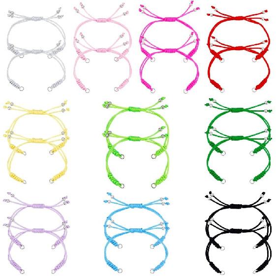 UNICRAFTALE 20Pcs Adjustable Nylon Braided Bracelets 10 Colors Bracelet Cord Nylon String with Beads Rope Bracelet 7.87Inch Twisted Cord Friendship