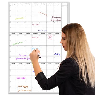 Calendario de Pizarra Blanca Reutilizable 2 Marcadores Diseño Plegable Doble Cara Planificador de 3 Meses para Oficina Hogar Escuela Superficie Borrable Semanal