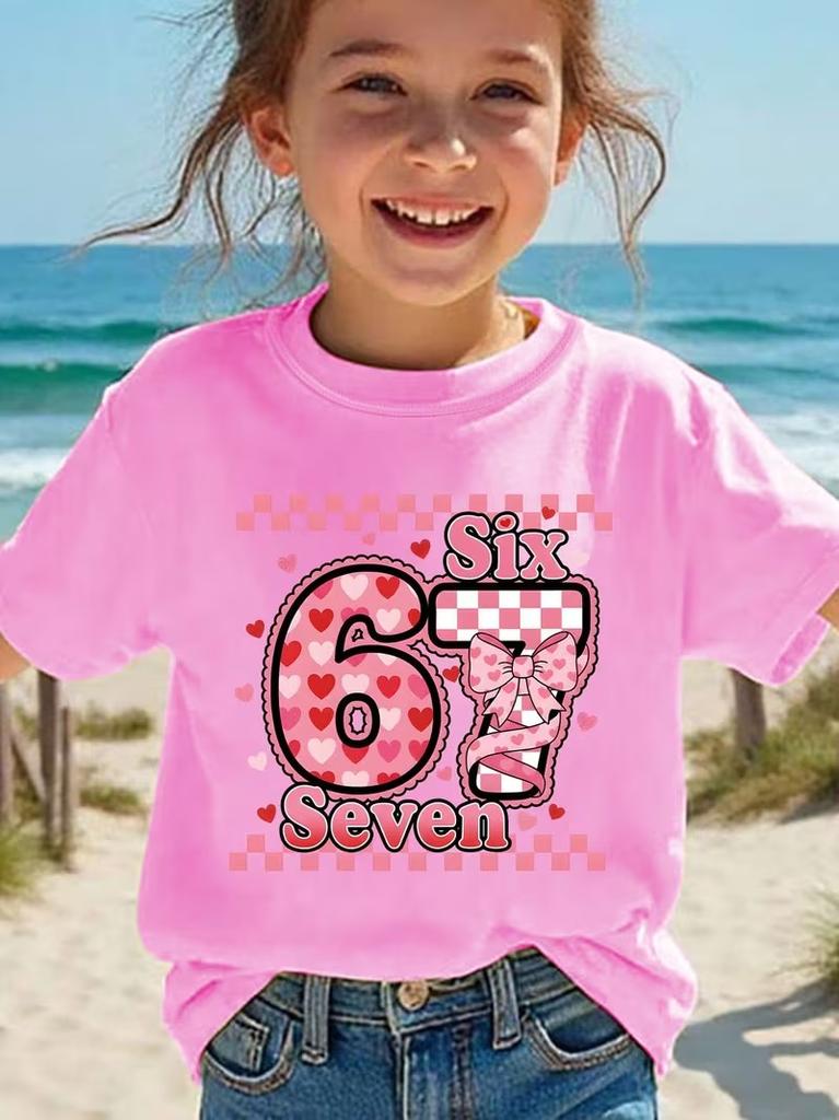 T-shirt Moda Estiva Bambina SIX SEVEN 67 Stampa Cartoni Animati Bambini Attuale Casual Hip Hop Manica Corta T-shirt Top