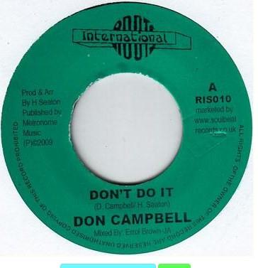 

7inch Record TRIGGA NOMYNOUS DON CAMPBELL Dont Do It No More War RIS010 Roots Internati 2009 UK Reggae Ska Dub Used