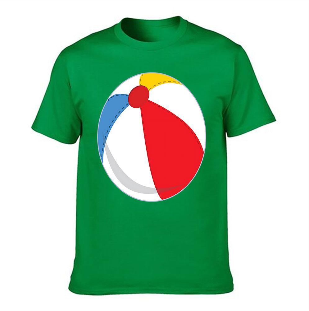 Unisexs Cotton TShirt Classic Color Block Beach Ball Print Casual Short Sleeve Tee for Summer Vacation Daily Wear