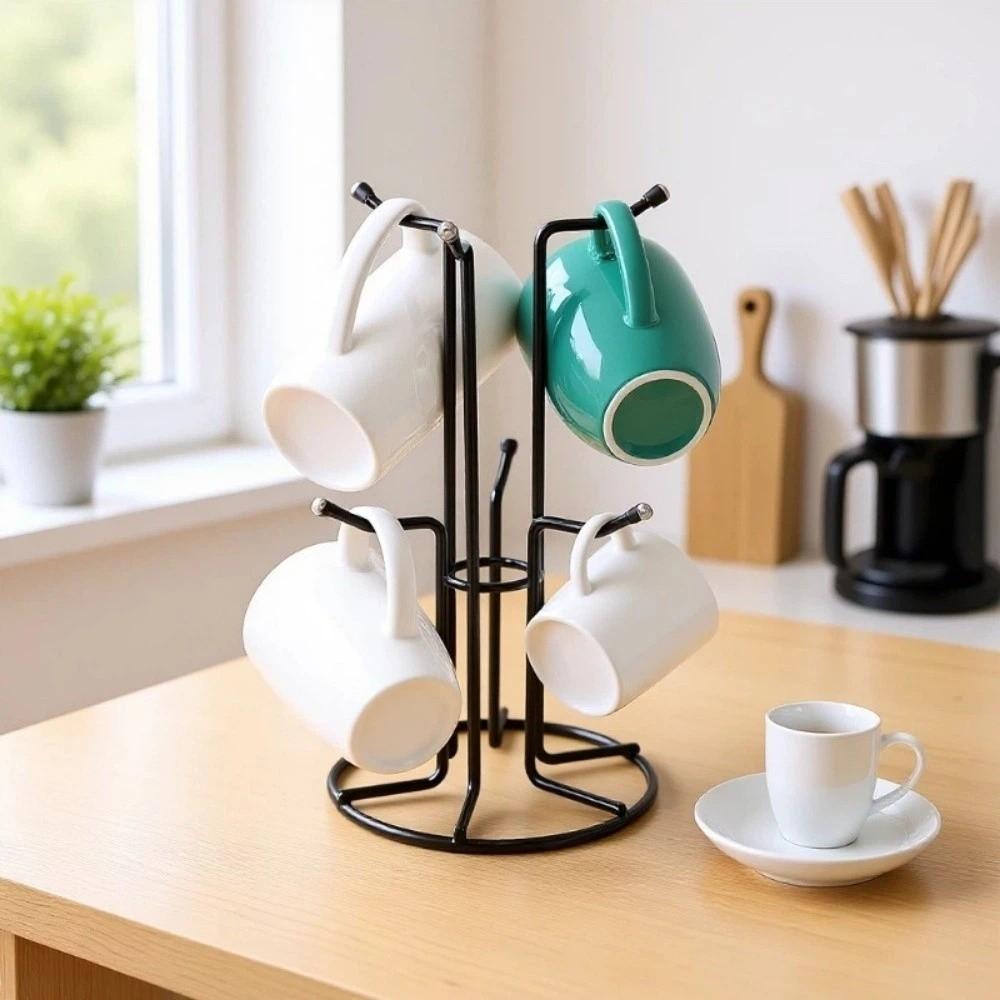 Space Saving Iron Cup Tree Rack Decorative Coffee Cup Holder Mug Drying Rack  Cafe Restaurant