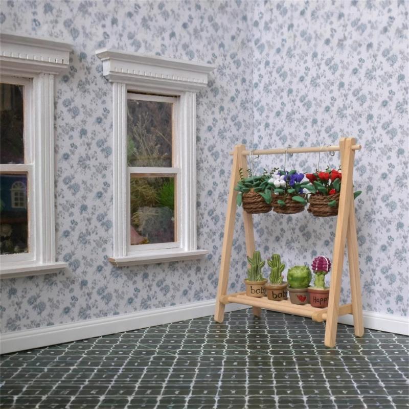 Kreativer Miniatur-Kleiderständer Faltbare Designs für Puppenhäuser im Maßstab 1/12 Simulation Holzpuppenhäuser Dekorative Möbel