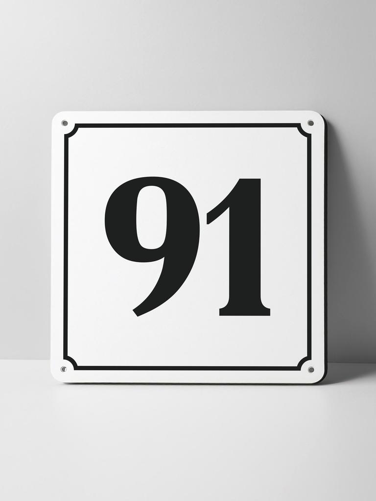 Metal Sign Black House Number On White Background Outdoor Wall Art Decor