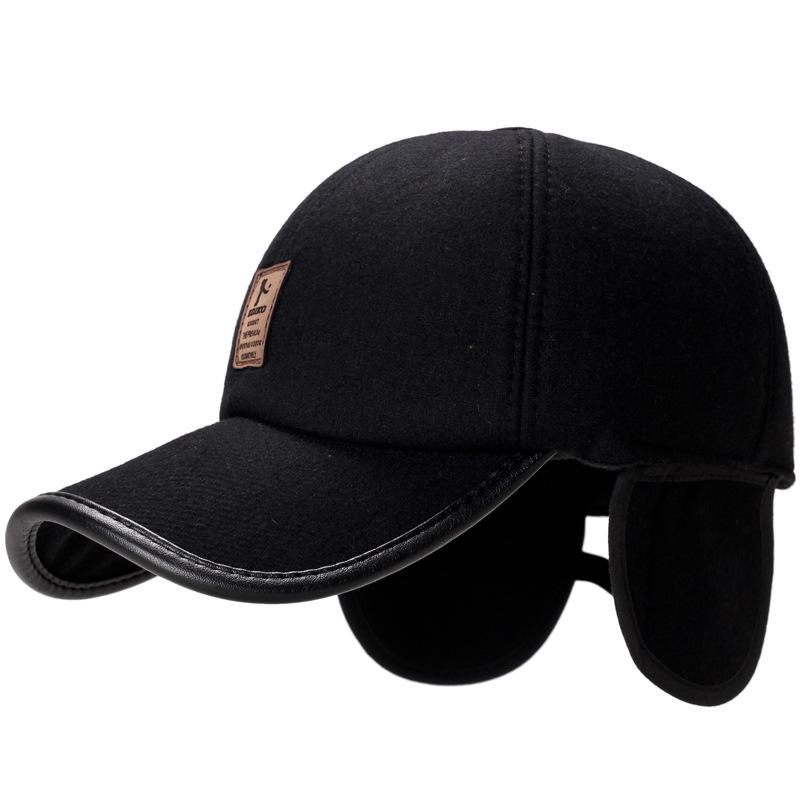 Men's Winter Wool Baseball Cap with Ear Protection