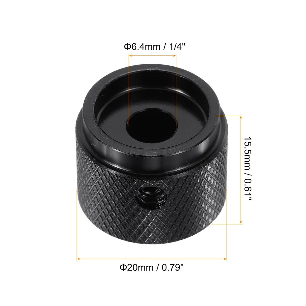 uxcell 2pcs Aluminum Potentiometer Inner Diameter x Outer Diameter x Universal Volume and Tone Control Knobs for Guitar and Bass with Arrow Black