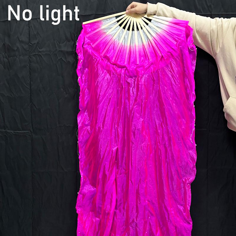 1.5M LED Dance Fan Belly Dance Ballet Fan Women Dance Party Stage Show Props LED Long Silk Fans Glowing Silk Cloth Hand Held Fan