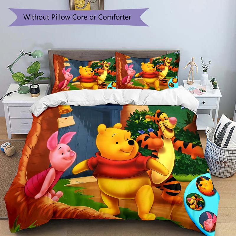 Winnie Pooh Friends Print 3Pcs Bedding Setduvet Cover With 2 Bedropillowcase Home Birthday Gift