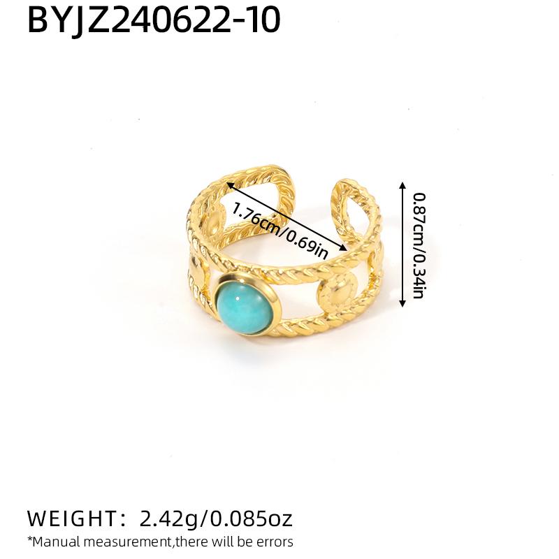 Moda Aço Inoxidável Pedra Natural Turquesa Verde Malaquita Anel Mulheres Boêmio Estiloso Grande Joia de Verão Para Ela Presente 2026