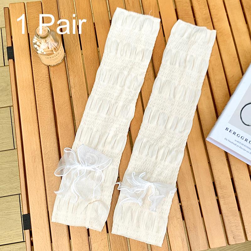 1 Pair Fashion Sunscreen Sleeves Ice Silk Oversleeves Ballet Style Bowknot Girls Heart