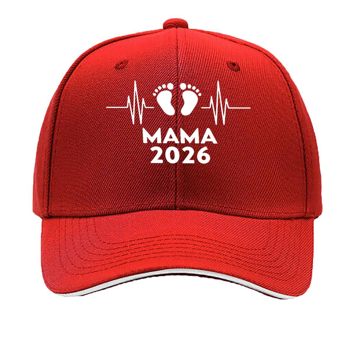 Adjustable Snapback Baseball Cap with MAMA Footprint Heartbeat Print Lightweight Breathabl Sandwich Baseball Cap One Size