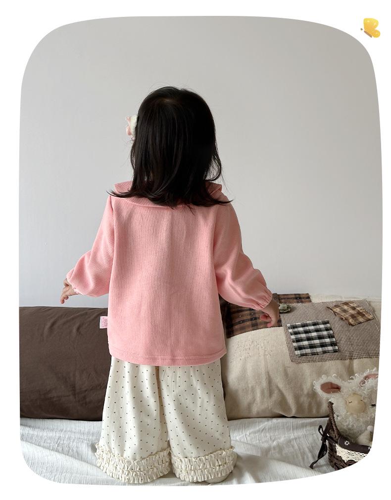 2025 Girls' Korean Style Peter Pan Collar Cardigan - Fashionable Spring/Autumn Baby Outerwear Top Set