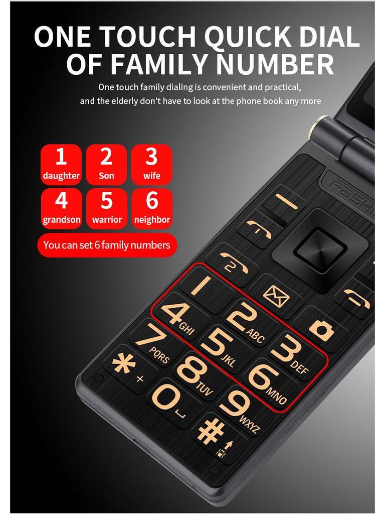 Cross-border M2-C Flip Phone for Seniors - Dual Screen, Large Font & Buttons, Long Standby, Multilingual