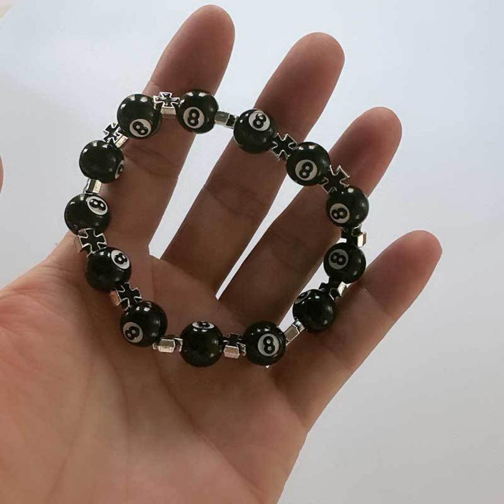 Obsidian Cross Bracelet Chinese Black Eight Billiard Bracelet Opal Beaded Student Party Bracelet
