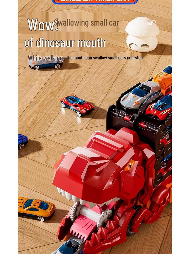 Dinosaur-Themed Folding Ejection Track Set: Children's Educational Alloy Car Toy