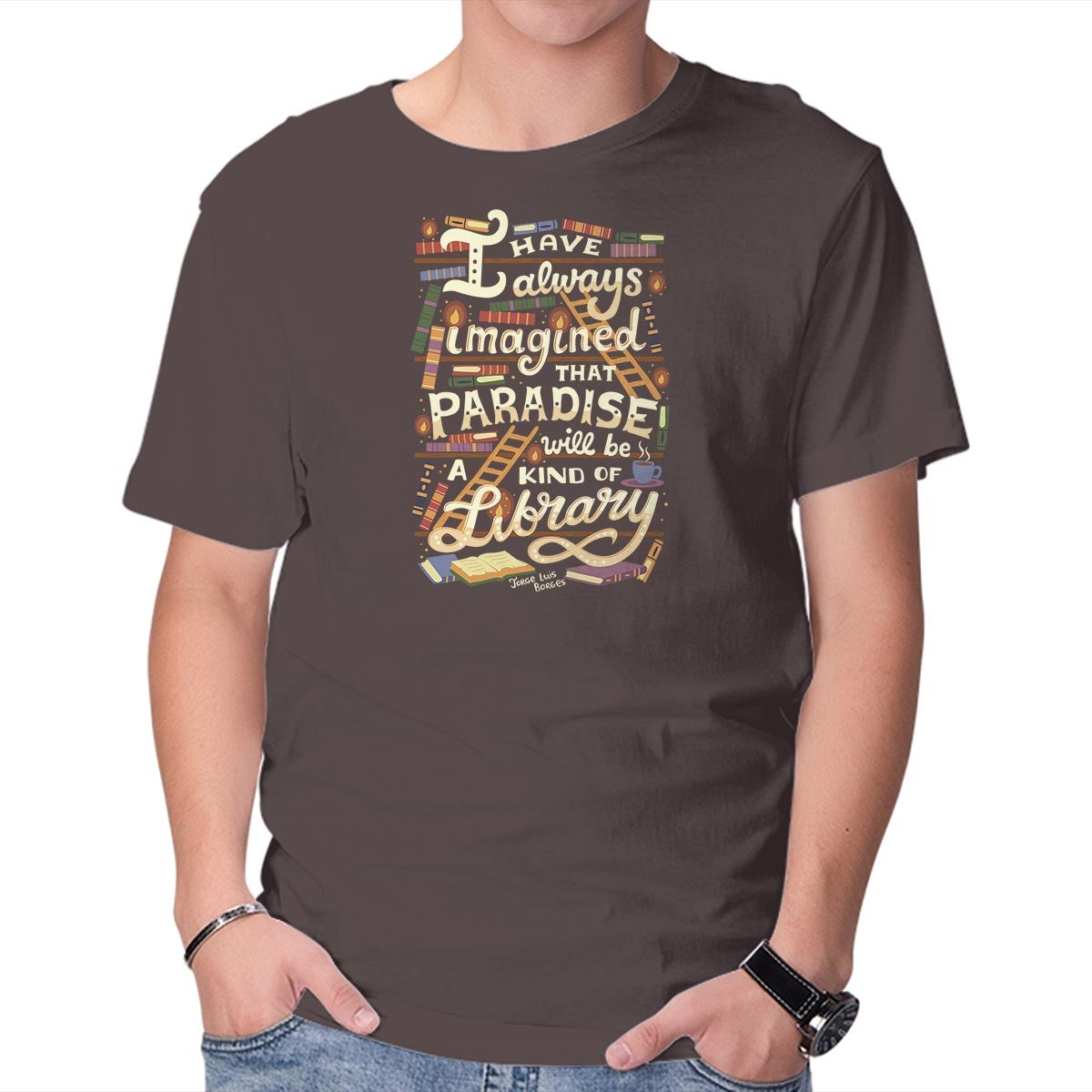Unisex Crew Neck T-Shirt Library is Paradise Graphic Short Sleeve Casual Tee XXL