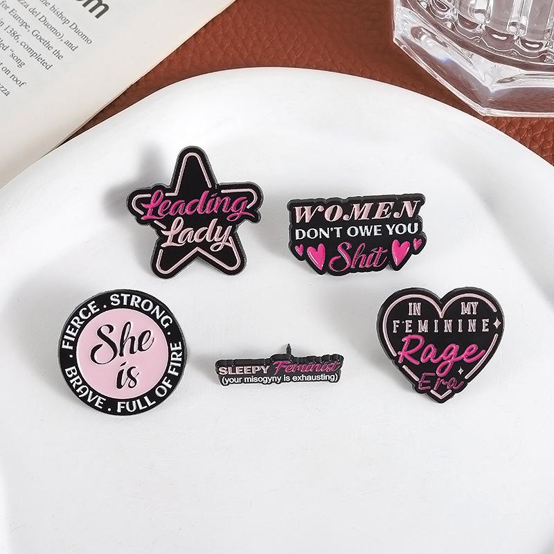 Rose Red Heart-Shaped English Letter Badge for Fashion Bags and Clothing Decoration