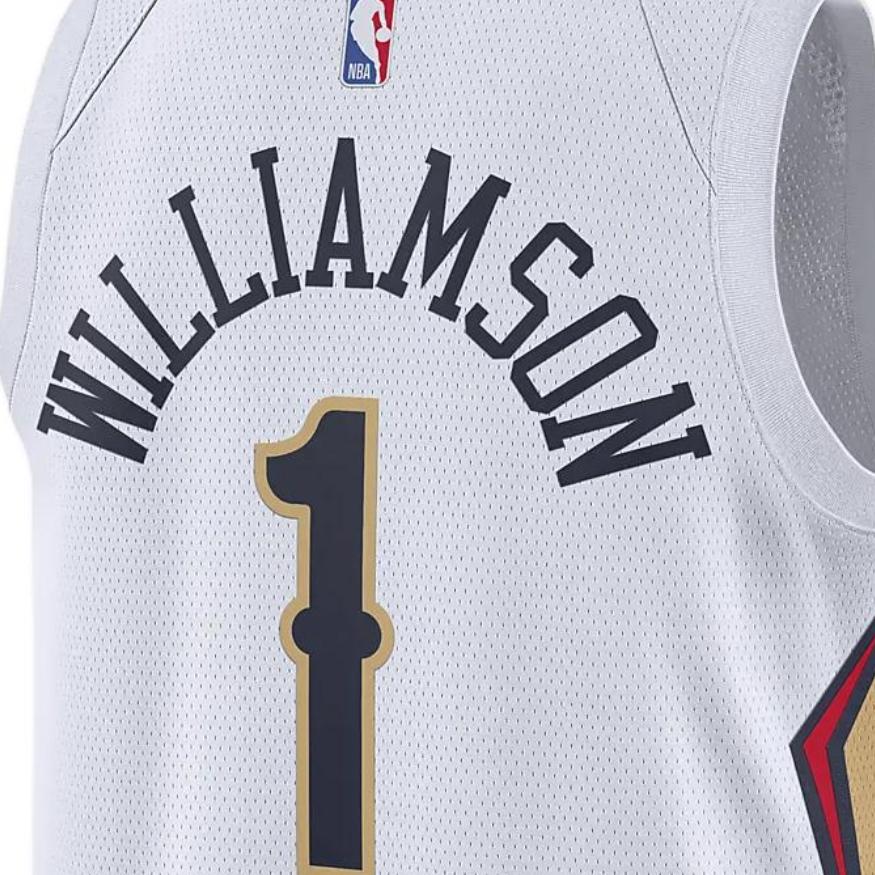 Nike NBA Logo Print V-Neck Basketball Vest Pelicans Zion Williamson No. 1 Fan Edition 22-23 Season Limited Edition Unisex Tops White DN2086-100