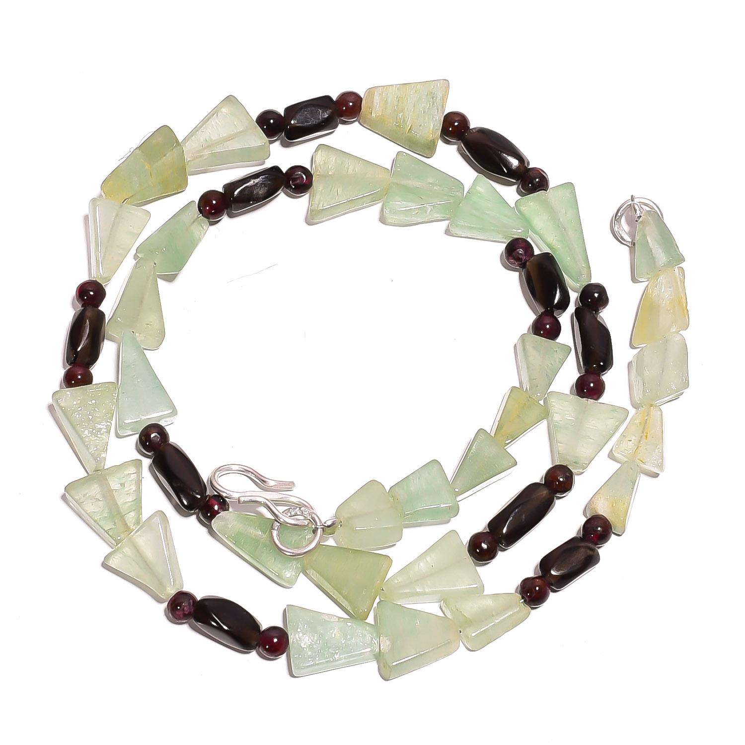 

Natural Green Aventurine Mozambique Garnet Gemstone Beads Necklace 17 UB-3230 UB-3230