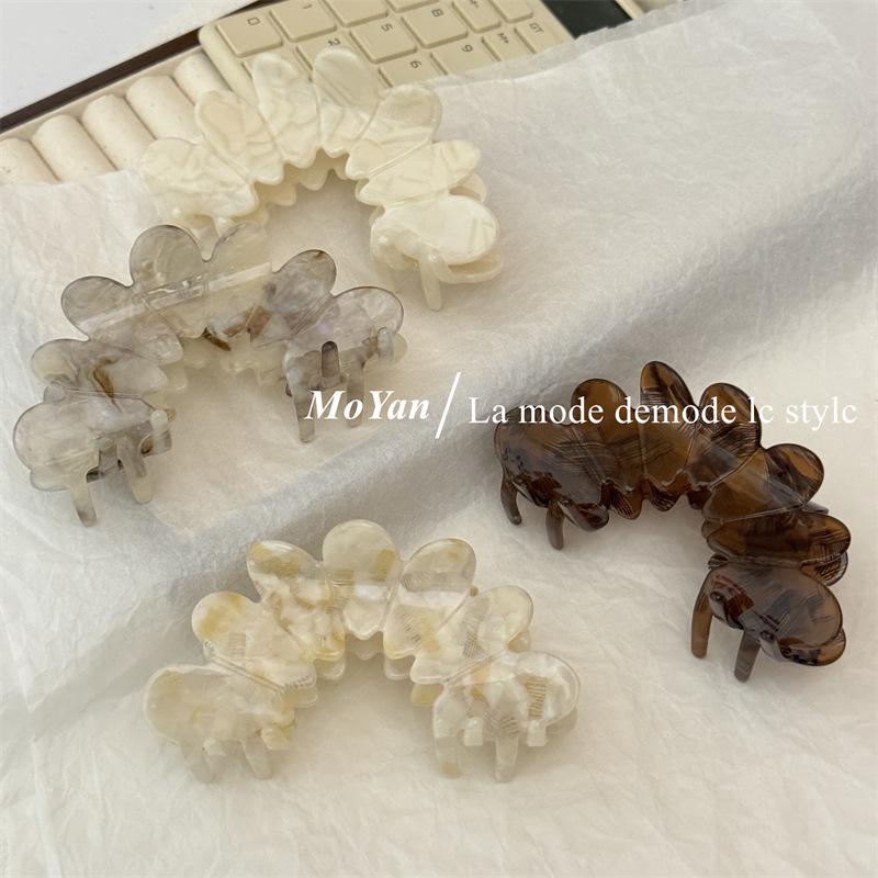 Elegant Large Petal Acetate Hair Clip for Women - New 2024 Semi-Arc Shark Clip Hair Accessory