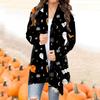 Cappotto da giacca cardigan di media lunghezza con stampa casual di Halloween alla moda da donna