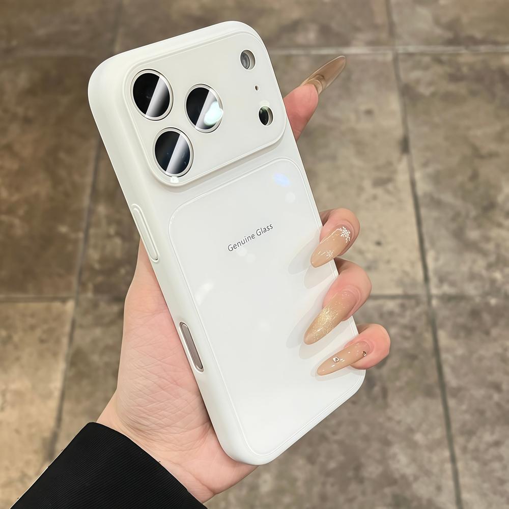 Genuine Glass Glossy Hard Shockproof Case for iPhone 17 16 15 14 13 12 11 Pro Max Plus Macaron Candy Color Cover for iPhone Air