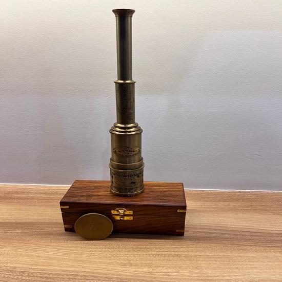 Handmade 50.8 cm Brass Marine Telescope Spyglass with Wooden Box Nautical Gift Decor