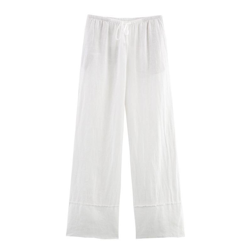 

TAOP&ZA Весенне-летняя женская льняная рубашка для通勤 и комплект брюк широкого кроя Medium