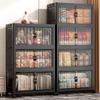 57cm Foldable Storage Box Double Doors Multi-Layer Storage Cabinet No Assembly Organizer for Drinks/Snacks/Toys/Daily Items Space-Savining