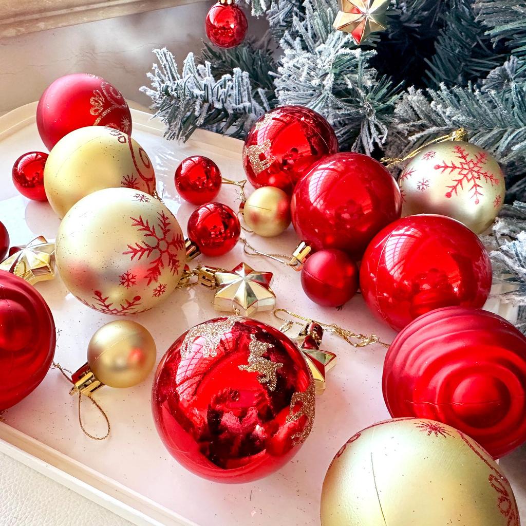 Christmas Tree Ornaments: Painted Irregular Paper Box Set of Colored Balls