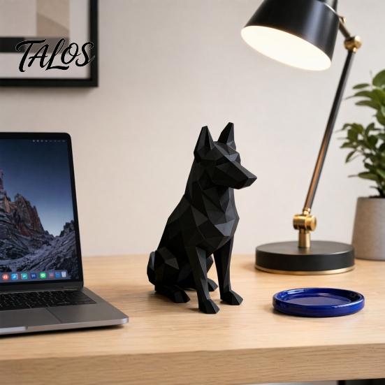 3D Printed Geometric Shepherd Dog Ornament, Minimalist Dog Sculpture for Nordic Light Luxury Home Decor, Entry Desk TV Cabinet Accent Gift