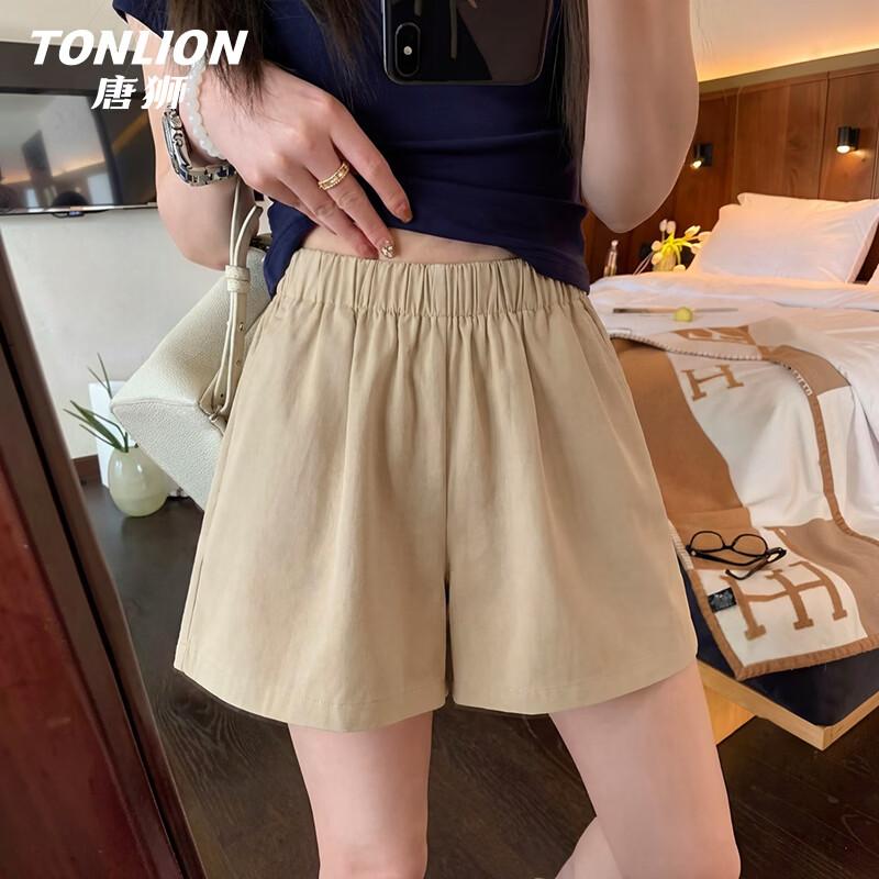 TonLion Women s Cotton High-Waist Casual Shorts S