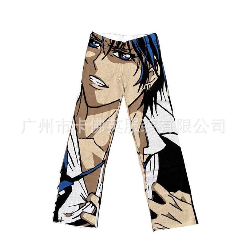 Y2K Millennial Retro Coachella Pink Comic Avatar Knitted Casual Pants