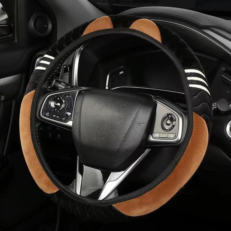 Cartoon Monster Plush Car Steering Wheel Cover - Cute & Creative Design