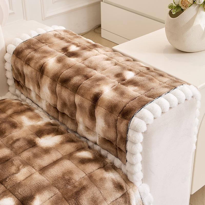 Flannel Sofa Cushion Autumn And Winter Soft And Warm  New Leather Sofa Cover Non-Slip Cover Cloth Towel Seat Cushion