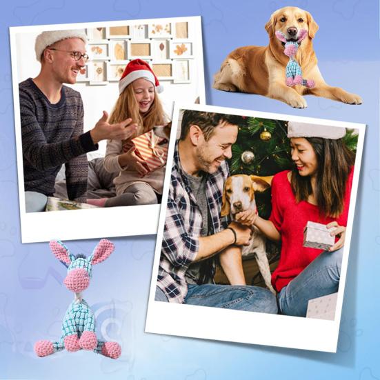 Indestructible Plush Dog Toy for Aggressive Chewers Squeaky Chew Toy Dogs Teething Support Interactive Pet Toy for All Dog Breeds