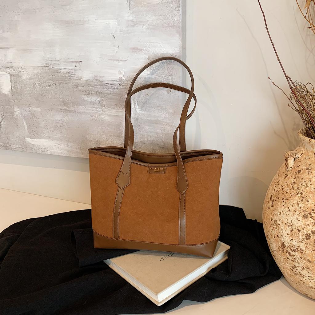 Retro Frosted Bag for Women, Large Capacity New Autumn and Winter Versatile Casual Shoulder Bag, Work Commuting Tote Bag