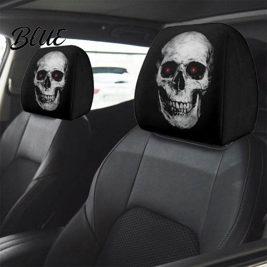 Removable Headrest Cover Ghost Face Car Covers Scary Seat Adjustable Protector Universal Stretchy Accessory for Most Cars