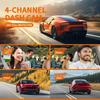 360° Car Dash Cam 4 Channels 1080P Car DVR 3/4 Lens Video Recorder Front Inside Rotatable and Rear View Night Vision Black Box