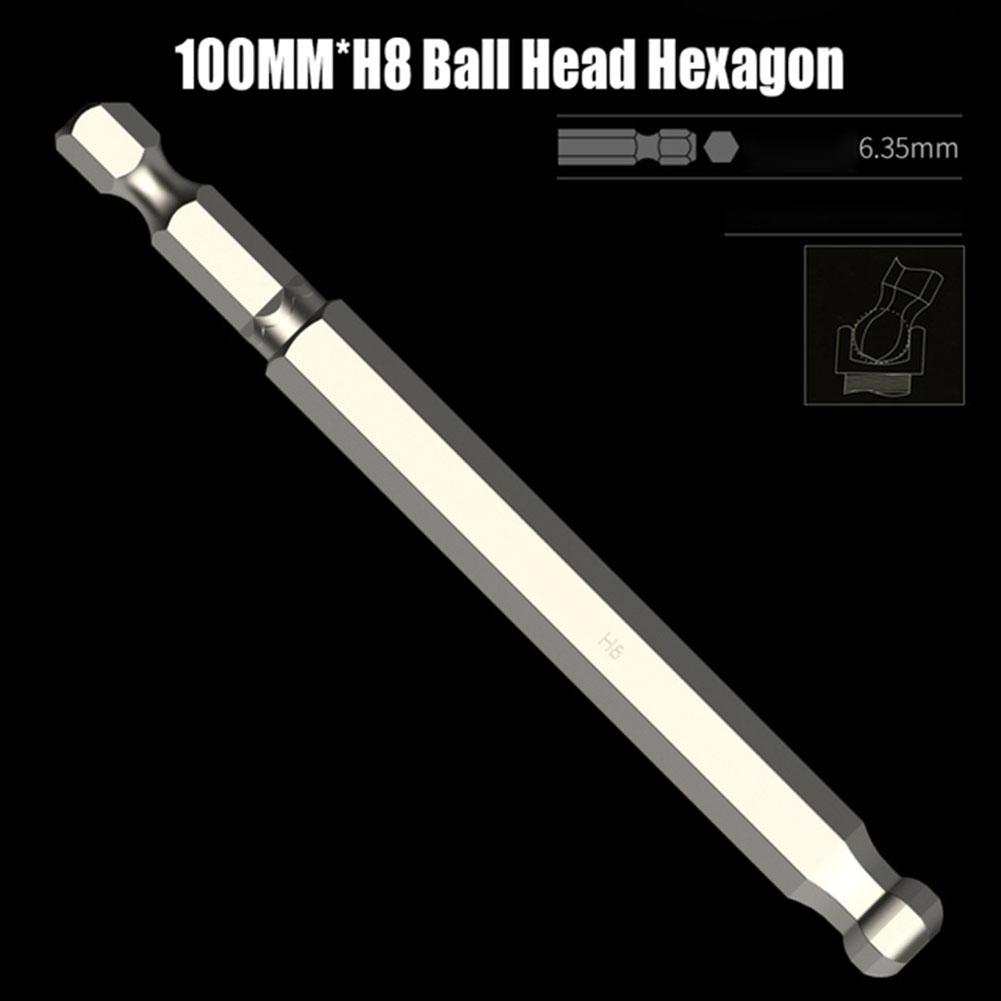 1pc Ball End Hex Screwdriver Bit Metric Hex Bit 100mm Long Magnetic Driver Bit
