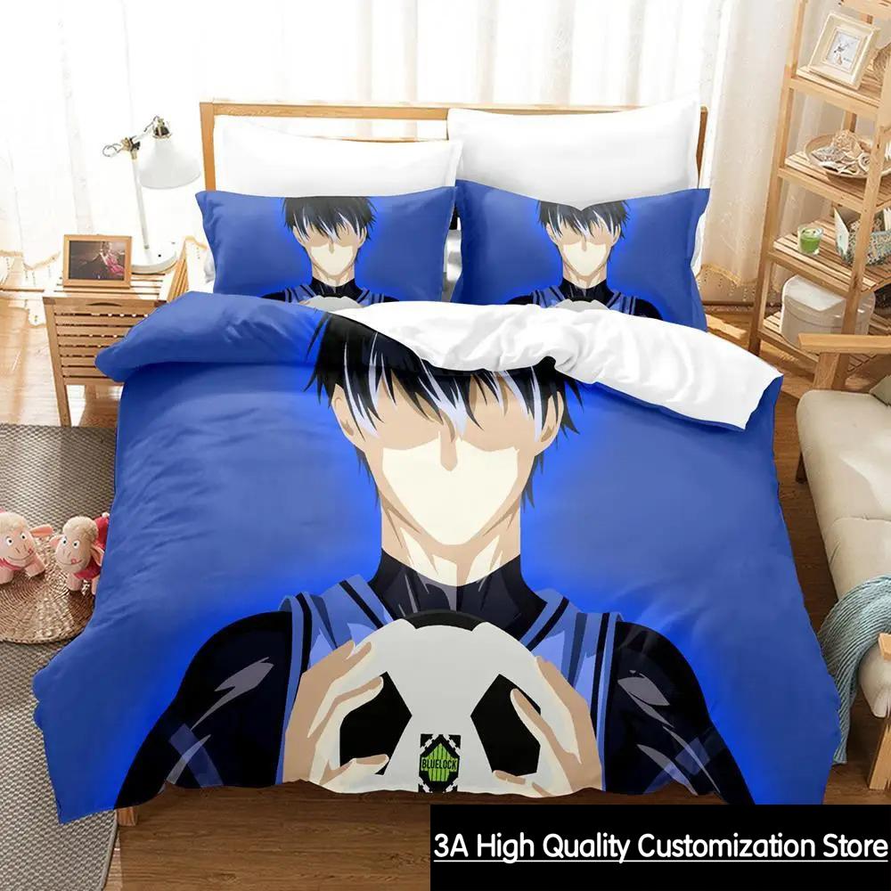 2023 New Blue Lock Bedding Set Cartoon Anime three-piece set Adult Boys Bedroom Duvetcover Sets 3D Kawaii colcha de verano cama