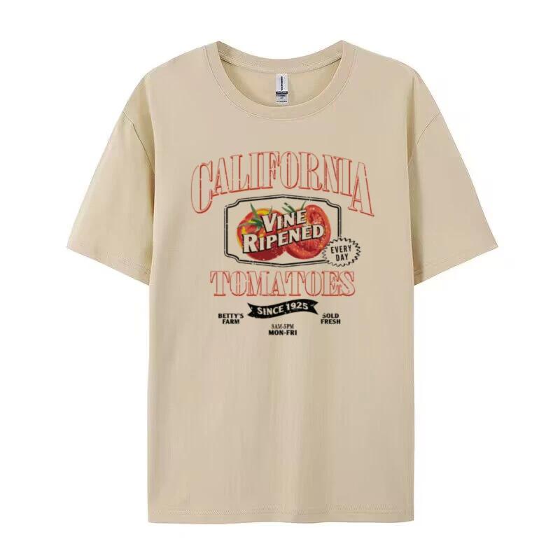 

California Tomatoes Retro Graphic Tees Women Cute Aesthetic Botanical Fruit T Shirt Loose Grunge Vintage Top Cottagecore Clothes 4XL