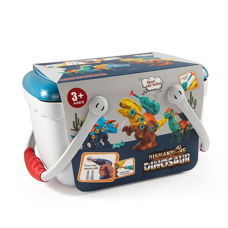 Children's Building Blocks Educational Dinosaur Toy Disassembly Multi-color Tyrannosaurus Rex Screw Removal Tool Without Battery