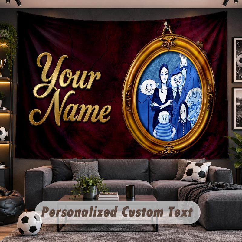Die Addams Family Personalisierte Wandteppich-Unterstützung Benutzerdefinierter Name, Wandkunst Heimdekoration