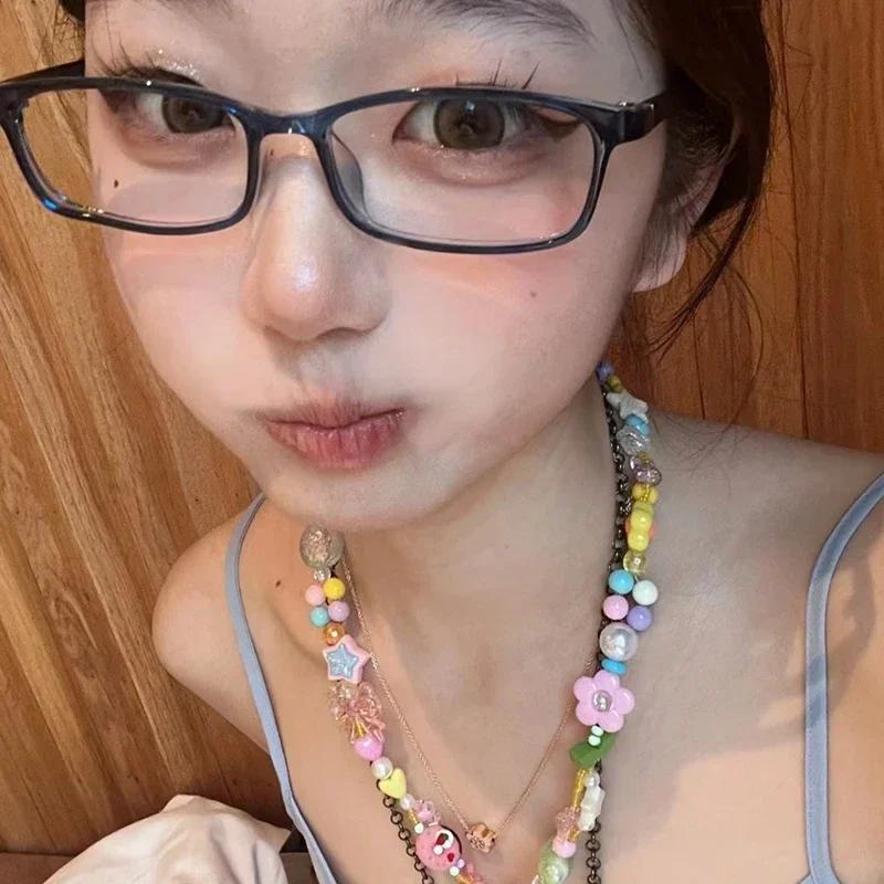 Vintage Style Little Black Square Frame Glasses Y2K Millennium Sweet Cool Spicy Girl Premium Feel Cosplay Pography Eyeglasses