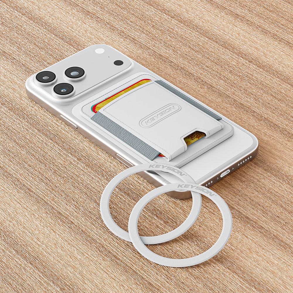 KEYSION Magnetischer Kartenhalter für Magsafe für iPhone 17 16 15 Pro Max Samsung Huawei Elastische PU-Leder Geldbörse Tasche Handyhülle
